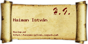 Haiman István névjegykártya